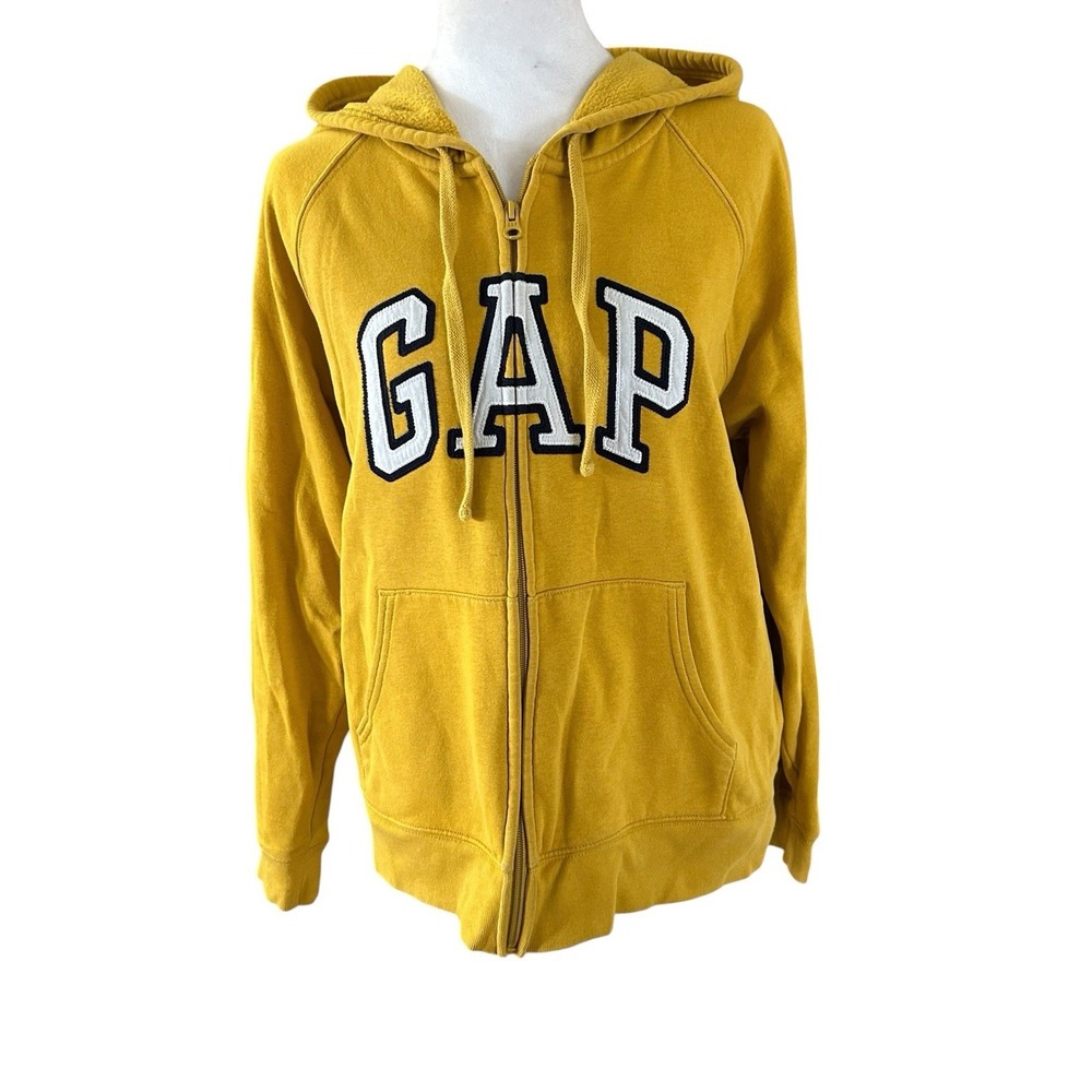 GAP Vintage Logo Full Zip Hoodie SZ M Yellow